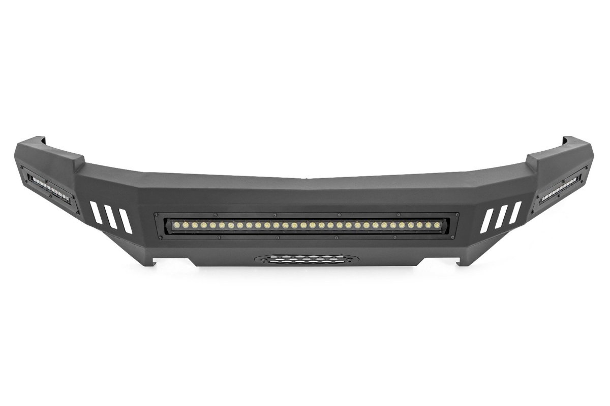 Chevrolet Silverado 1500 Front High Clearance Bumper - Rough Country - BLK LEDs - Flat Black - '07-'13
